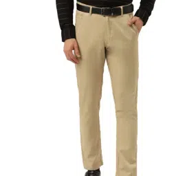 Jainish Khaki Regular Fit Flat Front Trousers-image-15