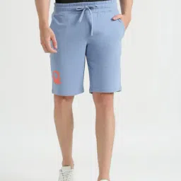 United Colors Of Benetton Blue Cotton Slim Fit Printed Shorts-picture-34