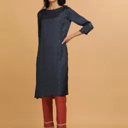 Folksong By W Blue Embellished A Line Kurta-image-62