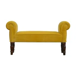 Artisan Furniture Brown Velvet Bench Brown Finish-image-98