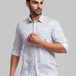 Parx White Cotton Slim Fit Printed Shirt-picture-8