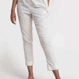 Pink Fort Off-White Cotton Striped Pants-image-18