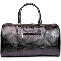 Man Arden Black Animal Effect Medium Leather Duffle Bag-21