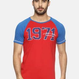 Masculino Latino Red Cotton Regular Fit Printed T-Shirt-image-21