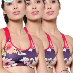 Inner Sense Purple Floral Print Full Coverage Bra - Pack of 3-picture-30