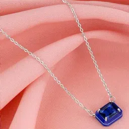 GIVA 925 Silver Royal Blue Pendant with Link Chain-image-54
