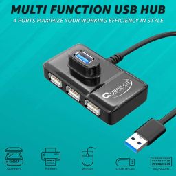 Quantum QHM7532 4 Port USB Hub 1 Port 3.0 & 3 Port 2.0 with High Speed Data Transfer (Black) image 3