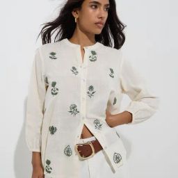 Utsa by Westside Off-White Floral Embroidered Cotton Tunic-33