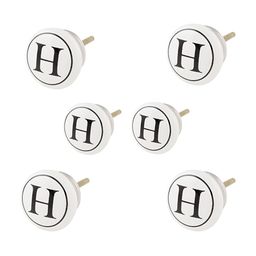 Indianshelf6Pcs Black & White Textured Ceramic H Alphabet Knobs-11