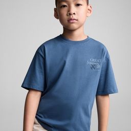 Alan Jones Boys Printed Drop-Shoulder Sleeves T-shirt-48