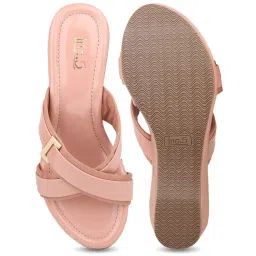 Inc.5 Women's Peach Cross Strap Wedges image 3