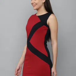 Allen Solly Red & Black Color-Block Bodycon Dress image 3