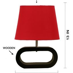 Devansh Red & Black Textured Wooden Frusturical Shaped Table Lamp-14