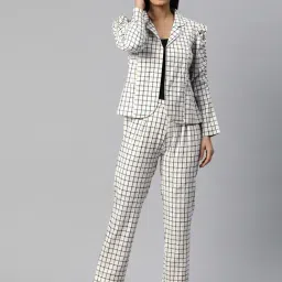 Cottinfab White & Black Cotton Checks Co-Ord Set-image-17