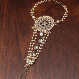 Karatcart Gold-Plated Floral Design Kundan Hathphool for Women-15