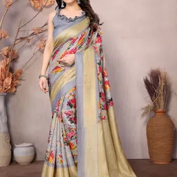 KALINI Floral Printed Zari Saree-37
