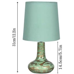 Homesake Green Wood Retro Small Table Lamp with Shade image 3