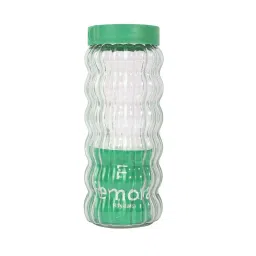 Femora Transparent Glass Storage Jar With Green Lid (1 L) - Set of 4 image 3
