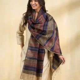 Fabindia Navy Woven Stole-image-75