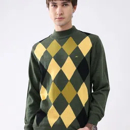 Monte Carlo Men Printed Woollen Mock Neck Full Sleeve Pullover-picture-28