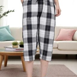 Kryptic Navy Blue Cotton Chequered Capris-picture-12