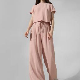 Only Light Pink Straight Fit High Rise Pants-17