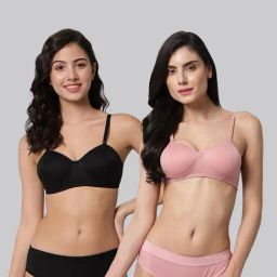AROUSY Black & Pink Cotton Bra Panty Set - Pack Of 2-image-9