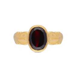 C. Krishniah Chetty Group 22k Garnet Gold Band Ring, Classic Oval Stone Design for Women-picture-27