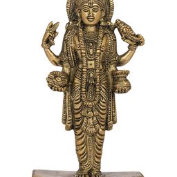 Exotic India Gold-Toned Religious Lord Dhanvantari Idol Showpiece-image-14