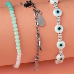 Karatcart Evil Eye & Crystal Bracelets for Women - - Set of 3-image-14