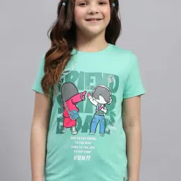 Monte Carlo Girls Turquoise Printed Casual Tops & Tees-image-27