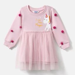 Nauti Nati Girls Pink Graphic Regular Fit Dress-picture-15