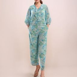 Zink London Women Floral Printed High-Rise Pleated Trouser-image-5