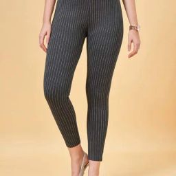 Annabelle by Pantaloons Grey Striped Treggings-picture-10