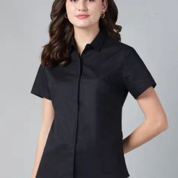 Hancock Black Cotton Solid Shirt-image-101