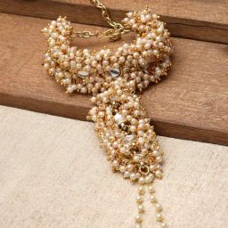 Karatcart Gold-Plated Pearl and Kundan Hathphool for Women-16