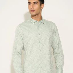 Peregrine By Pantaloons Aqua Gray Regular Fit Printed Shirt-picture-24