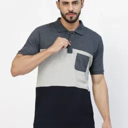 Kalt Multicolor Cotton Regular Fit Colour Block Polo T-Shirt-image-89