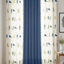 Urban Space Blue Cotton Classic Curtains for Door - Set of 3-2