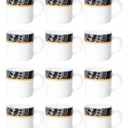 Cello Printed White Opalware 12 Mugs-2