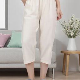 Kryptic Off White Cotton Plain Capris-image-85