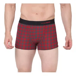 UnderJeans by Spykar Red & Grey Check Trunks image 1