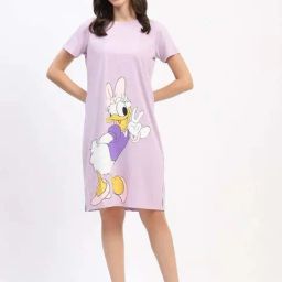 MADAME M Secret Lilac Cotton Printed Sleep Tees-image-77