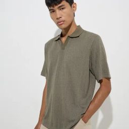 ETA by Westside Sage Self-Striped Knitted Relaxed-Fit Polo T-Shirt-picture-6