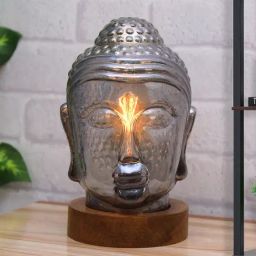 Homesake Gun Metal Metal Smoky Buddha Statue Table Lamp-22