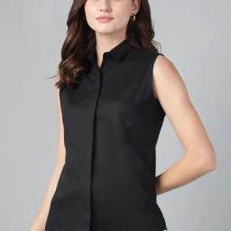 Hancock Black Cotton Solid Shirt-image-102