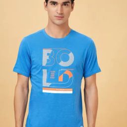 Ajile By Pantaloons Cobalt Cotton Slim Fit Printed Sports T-Shirt-picture-48