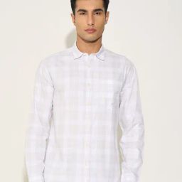 Peregrine By Pantaloons Cannoli Cream Regular Fit Checks Shirt-picture-25