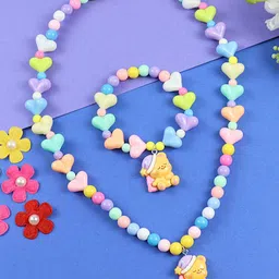 Asthetika Kids Girls Teddy Bear Charm Necklace & Bracelet Jewellery Set-26