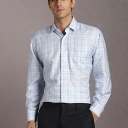 Louis Philippe Blue Cotton Regular Fit Checks Shirt-picture-36
